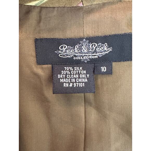 Peck & Peck green floral open front blazer size 10 - Picture 3 of 8